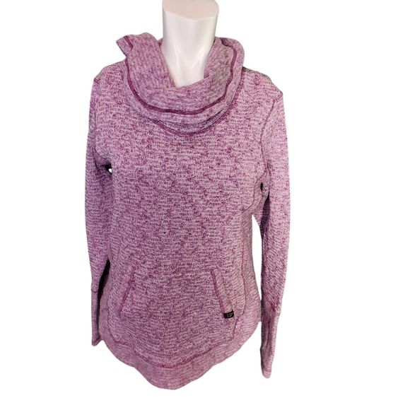 RBX Magenta Waffle Knit Fleece Cowl Neck Activewear Pullover Thumbholes sz M/L - Picture 1 of 8